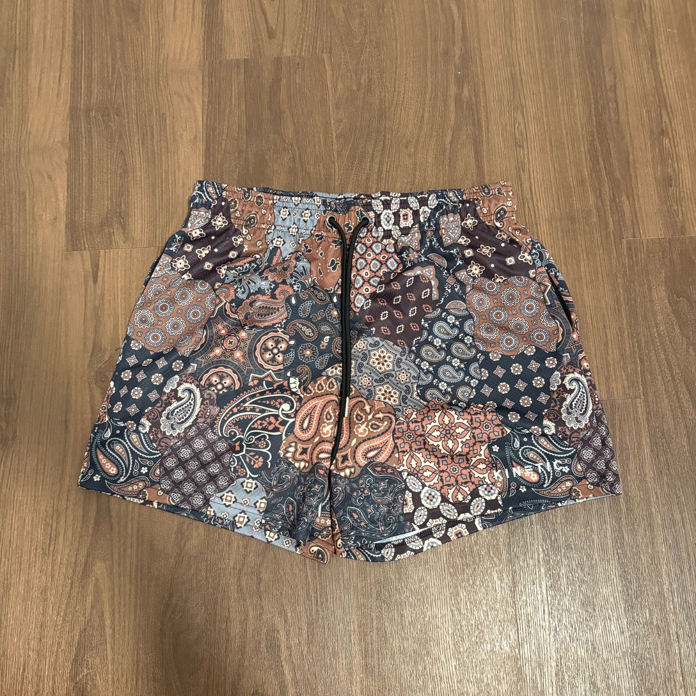 Kinetic Kings “California Brown Tone Paisley Fundamental” Athletic Men’s Shorts